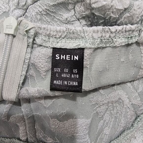 Shein - Dress Embossed Mini Floral Print Bodycon - Size L - Mint - Picture 5 of 7